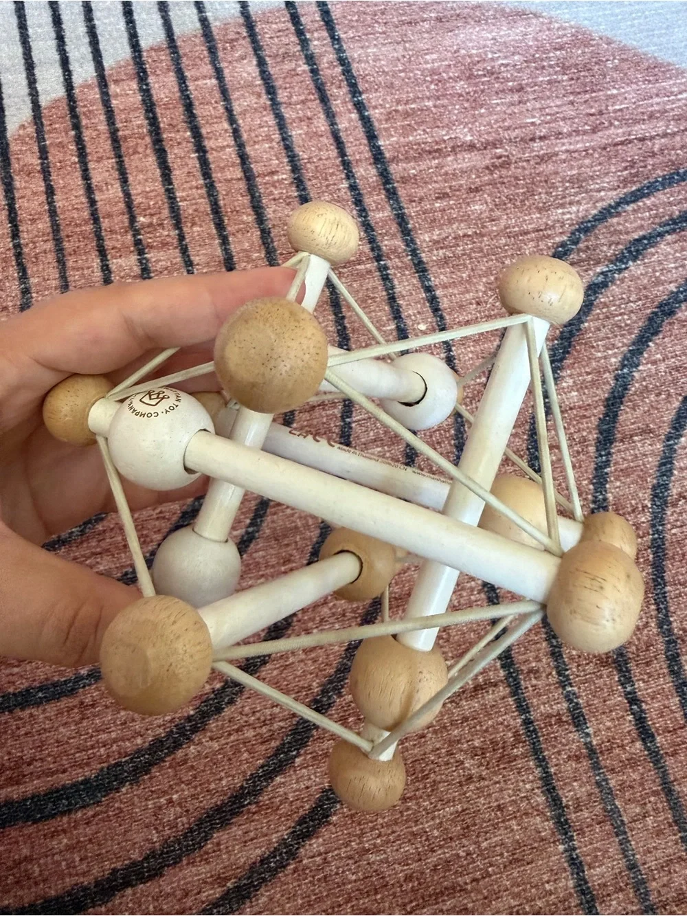 EUC - Manhattan Toy Company “Skwish” Natural Wood Teether Rattle Toy - 0m +